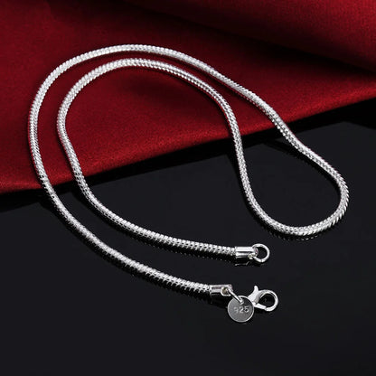 Solid Snake Chain Necklace – 1mm / 2mm / 3mm Silver Tone Unisex Jewelry