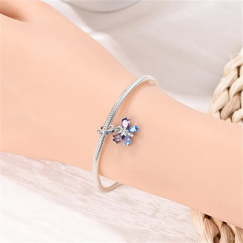 925 Silver Plating Colorful Butterfly Insect Animal Charms Beads Sparkling Zircon Fit Qikaola 925 Original Bracelets DIY Jewelry