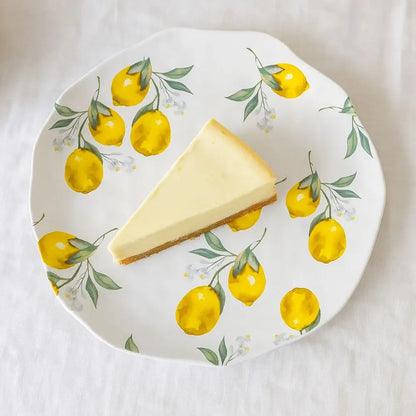 Creative Lemon Pattern Ceramic Dinner Plate – Irregular Shape Nordic Salad & Steak Platter