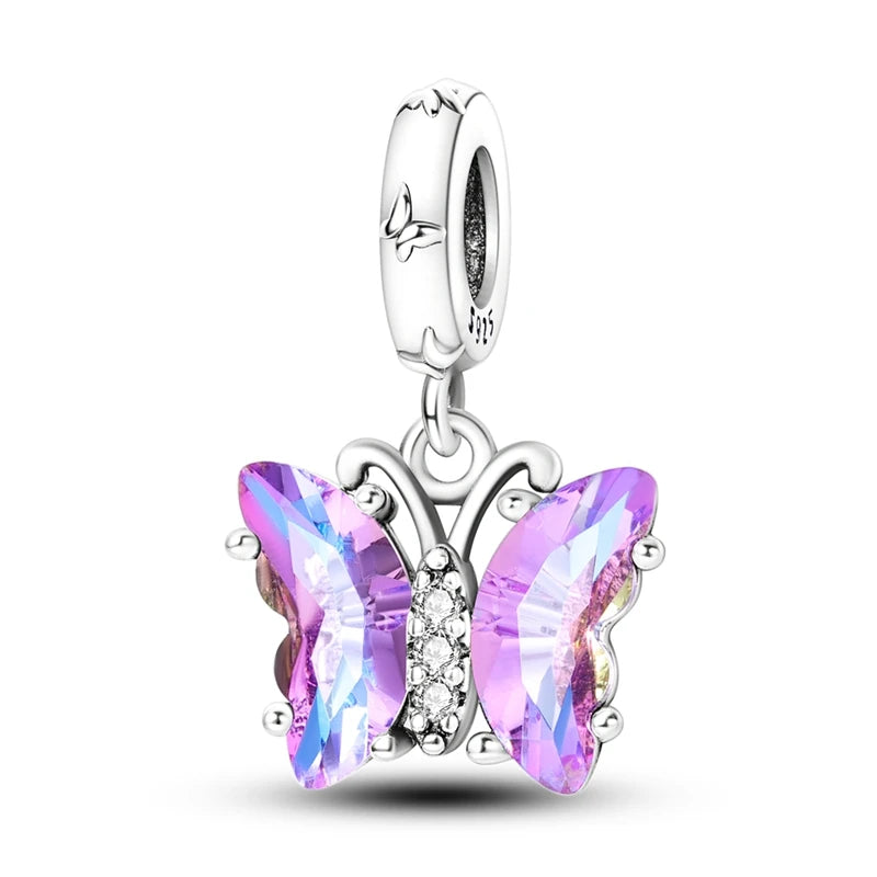925 Silver Plating Colorful Butterfly Insect Animal Charms Beads Sparkling Zircon Fit Qikaola 925 Original Bracelets DIY Jewelry