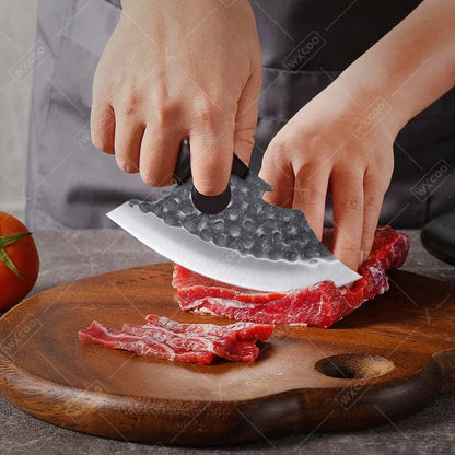 WXCOO Hand Forged Butcher Knife – High Carbon Steel BBQ & Meat Cutting Chef Knife