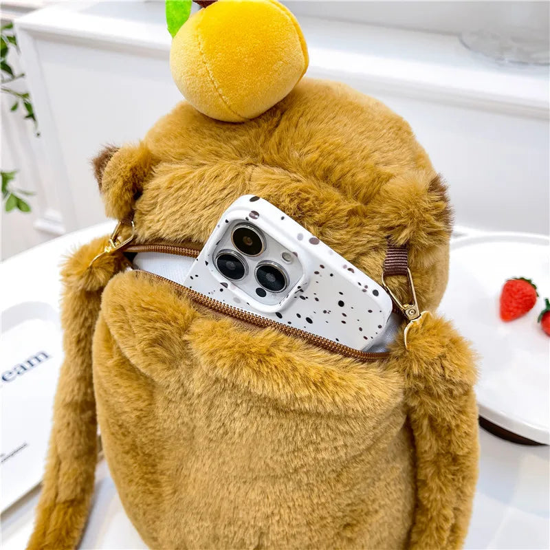 Cute Soft Plush Capybara Backpack Girl Fashionable Crossbody Bag for Women Kawaii Shoulder Bag for Children Gifts for Girlfriend - BeeTrendyShop.COM