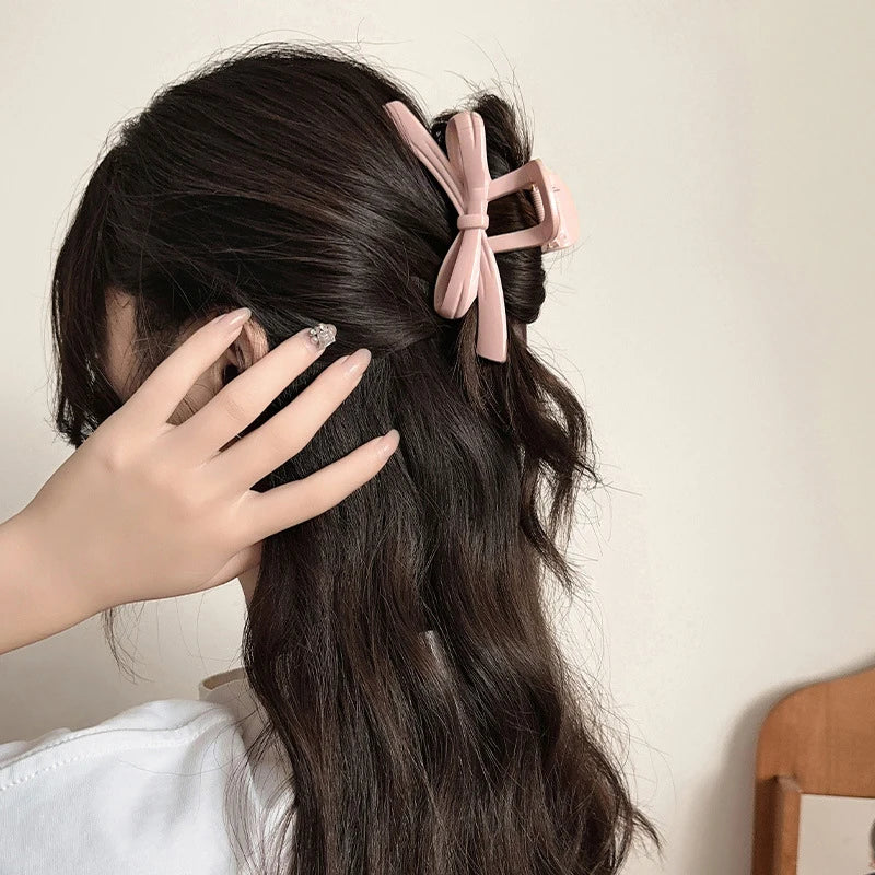 Large Bow Hair Claw Clip – Korean Acrylic Ponytail Barrette for Women