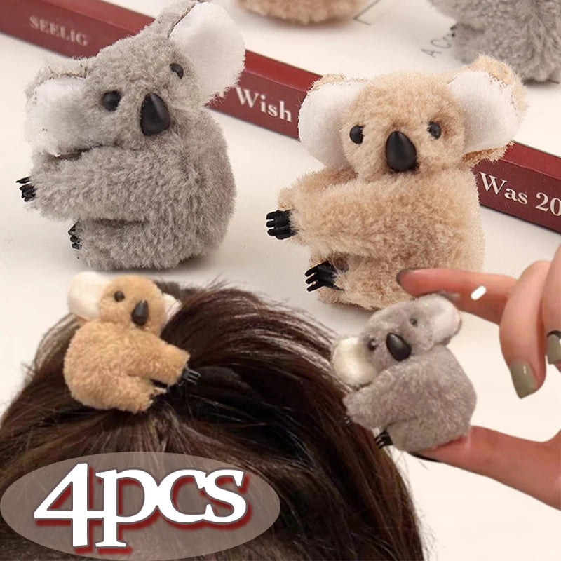 3D Plush Koala Hair Claw Clip – Cute Animal Barrette for Women & Girls