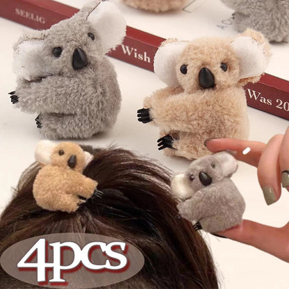 3D Plush Koala Hair Claw Clip – Cute Animal Barrette for Women & Girls
