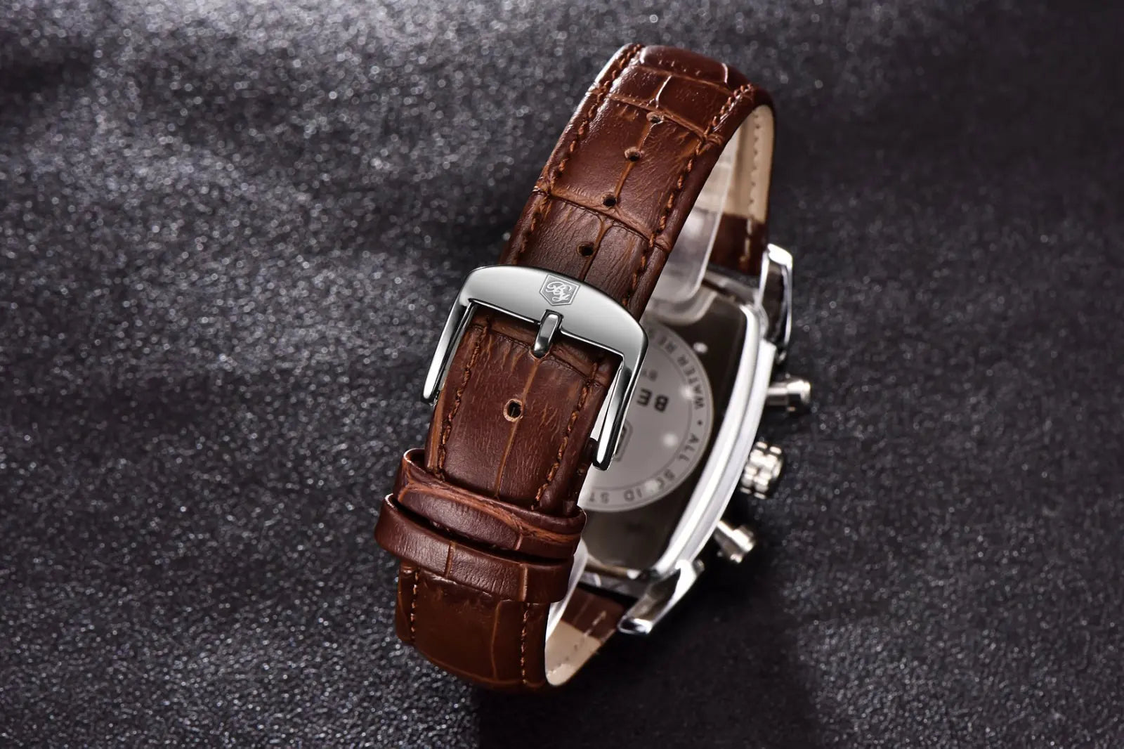 Relogio Masculino Mens Watches Top Luxury Brand BENYAR Chronograph Leather Quartz Watch Men Military Sport Rectangle Wristwatch - BeeTrendyShop.COM