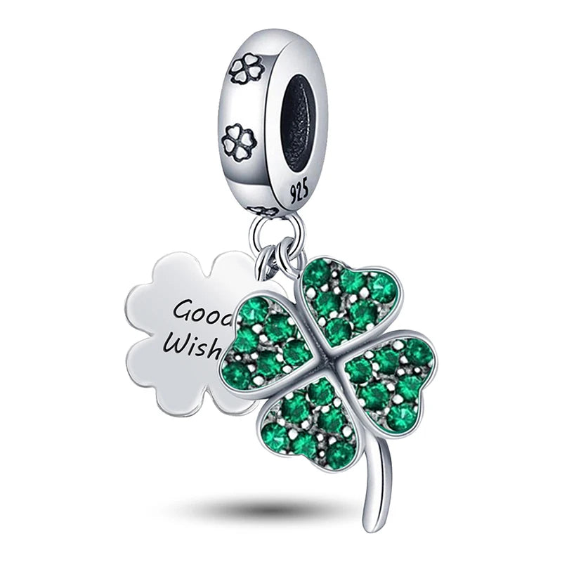 925 Sterling Silver Heart, Flower, Clover & Turtle Charm Bead – DIY Birthday Jewelry