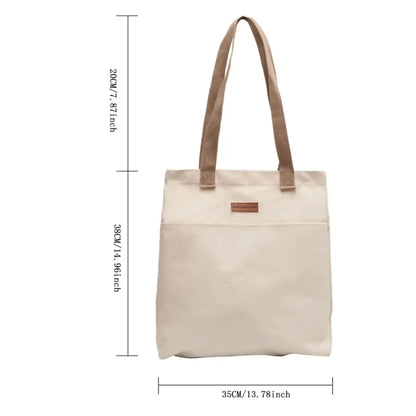 1Pc Women's Tote Bag Canvas Sewing Thread Large Capacity Advanced Sense Handbag Convenient Practical Female's Commuter Bag - BeeTrendyShop.COM