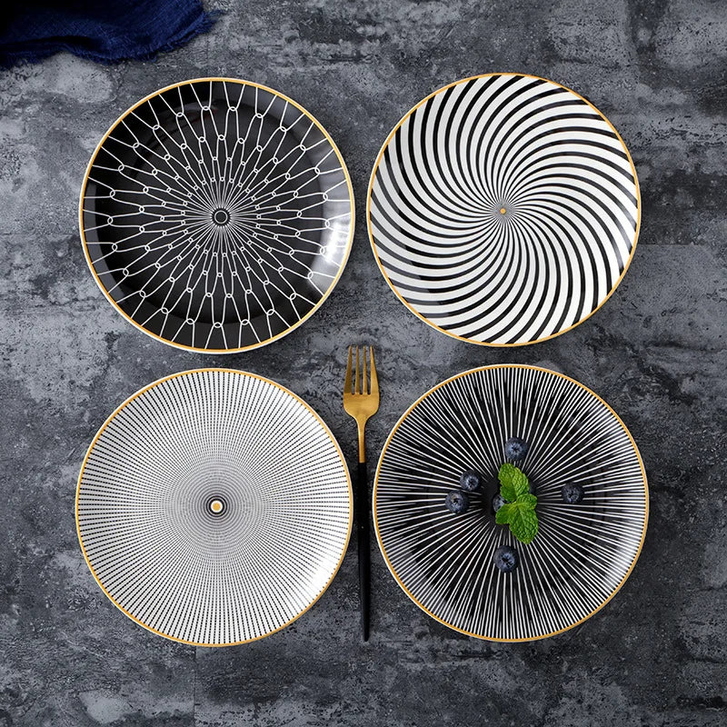 Japanese-style wavy vegetable plate Household ceramic creative Western food plate High-end Nordic dessert plate