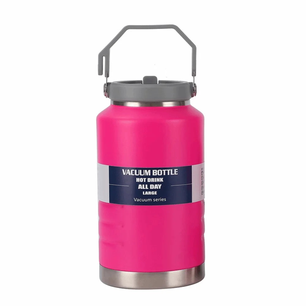 2L Stainless Steel Thermal Water Bottle with Handle – Leakproof Travel Mug
