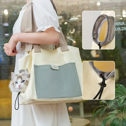 Canvas Cat Carrier Bag – Shoulder Sling & Travel Backpack for Small Dogs & Cats