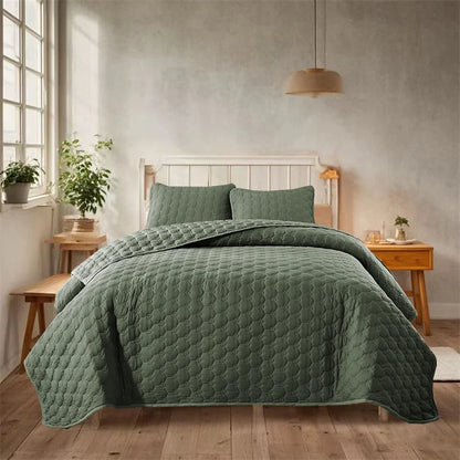 Soft All-Season Queen Quilt Bedding Set – Lightweight Coverlet with Pillow Shams