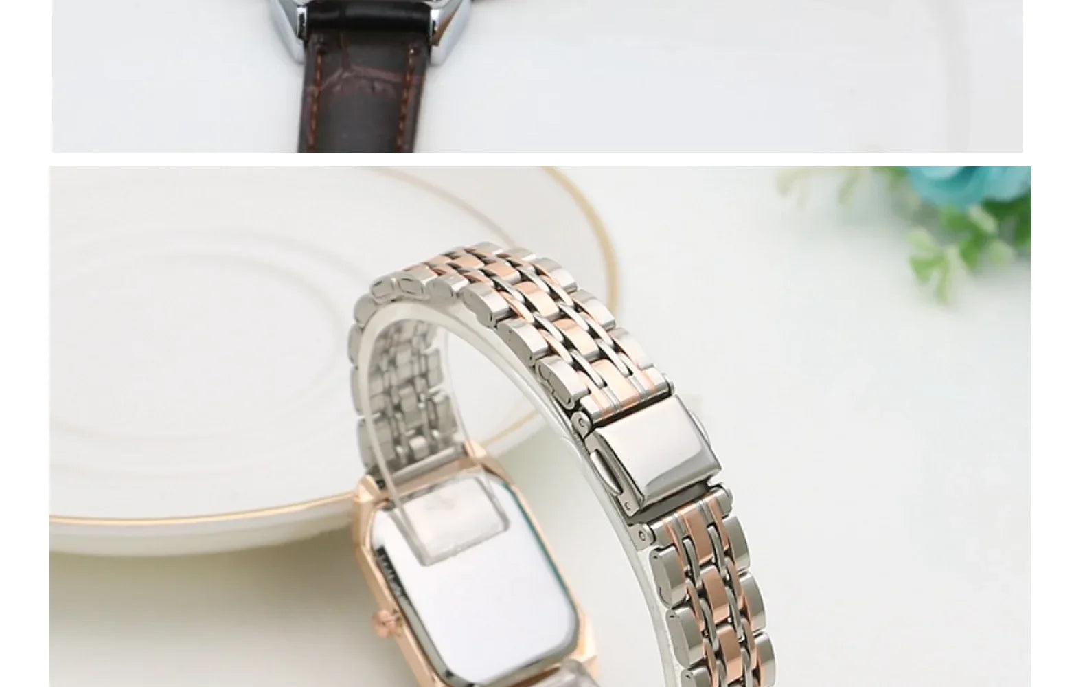 Retro Watches Classic Casual Quartz Dial Leather Strap Band Rectangle Clock Fashionable Wrist Watches for Women Wrist Watch - BeeTrendyShop.COM