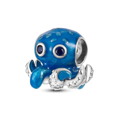 Silver Cute Animal Charm Bead – Penguin & Avocado Dangle Pendant for Bracelets