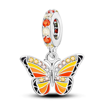 925 Sterling Silver Colorful Butterfly & Insect Zircon Charm Bead – DIY Jewelry