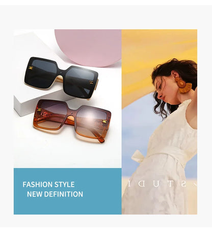 MERCELYN Luxury Glamour Sunglasses – UV400 Oversized Square Designer Style