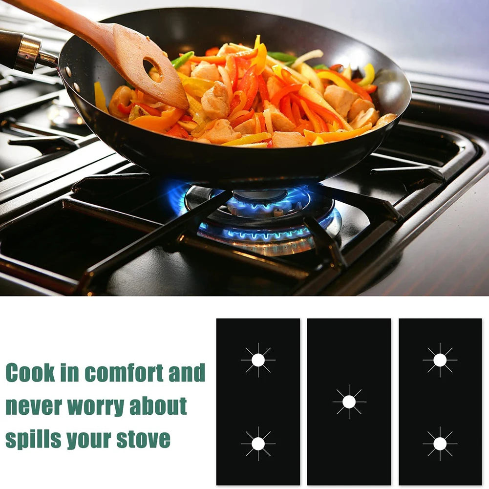 Gas Stove Protector Pads – 5-Hole Reusable Anti-Dirty Non-Stick Burner Cover Mat for Kitchen