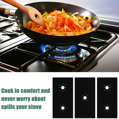 Gas Stove Protector Pads – 5-Hole Reusable Anti-Dirty Non-Stick Burner Cover Mat for Kitchen