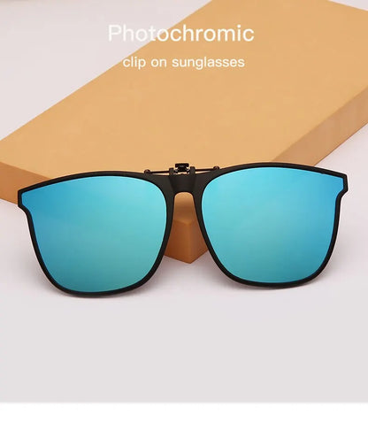 Photochromic Clip-On Sunglasses – Polarized Anti-Glare Night Vision Driver Glasses
