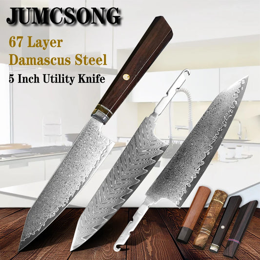 Sharp DIY Chef Fruit Utility Knife Blank VG10 Damascus Steel Blade Material Semi-finished Knife Embryo Japanese Style