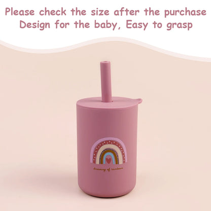 Baby Feeding Straw Cup – Anti-Hot Leakproof Silicone Toddler Water Bottle