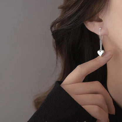 Hollow Heart Hoop Earrings – Geometric Silver Fashion Jewelry for Women & Girls