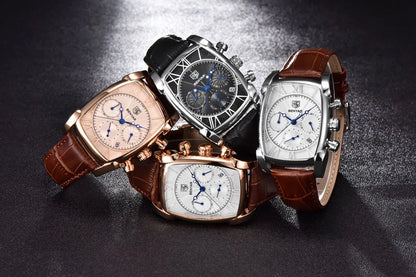 Relogio Masculino Mens Watches Top Luxury Brand BENYAR Chronograph Leather Quartz Watch Men Military Sport Rectangle Wristwatch - BeeTrendyShop.COM