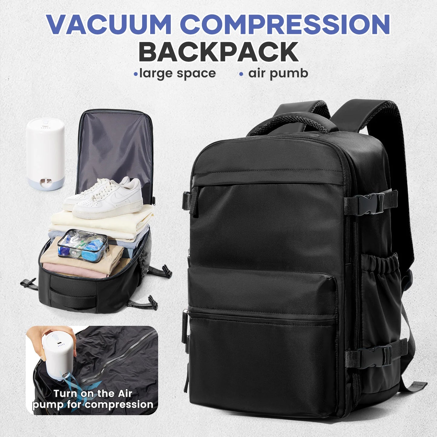 Vacuum Compression Backpack Travel Bag for Men – Space-Saving & Lightweight