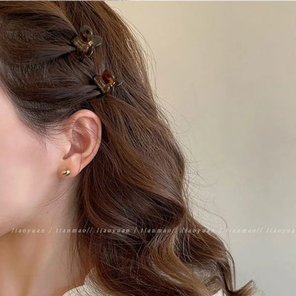 Mini 2cm Acetate Hair Claw Side Pins – Cute Hairpin Set for Girls & Women (2Pcs)