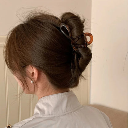 13cm Acrylic Ribbon Bow Hair Claw Clip – Glossy Shark Ponytail Barrette for Women