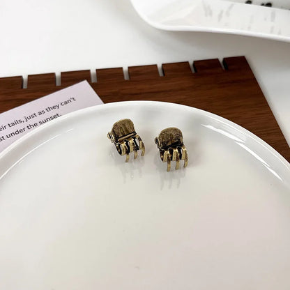 Vintage Metal Mini Hair Claw Clips – Gold, Silver & Bronze Bangs Clip for Women