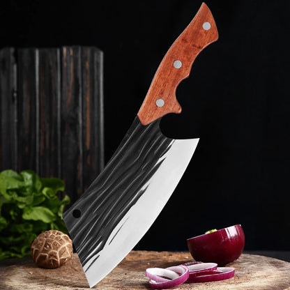 Forged Kitchen Chef Knife – Laser Pattern High Carbon Clad Steel Butcher & Cleaver Knife