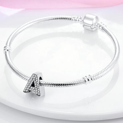 925 Sterling Silver 26 Alphabet Letters Charm Bead – DIY Birthday Jewelry
