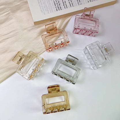 Small Square Acrylic Hair Claw Clip – Colorful Elegant Barrette for Women & Girls