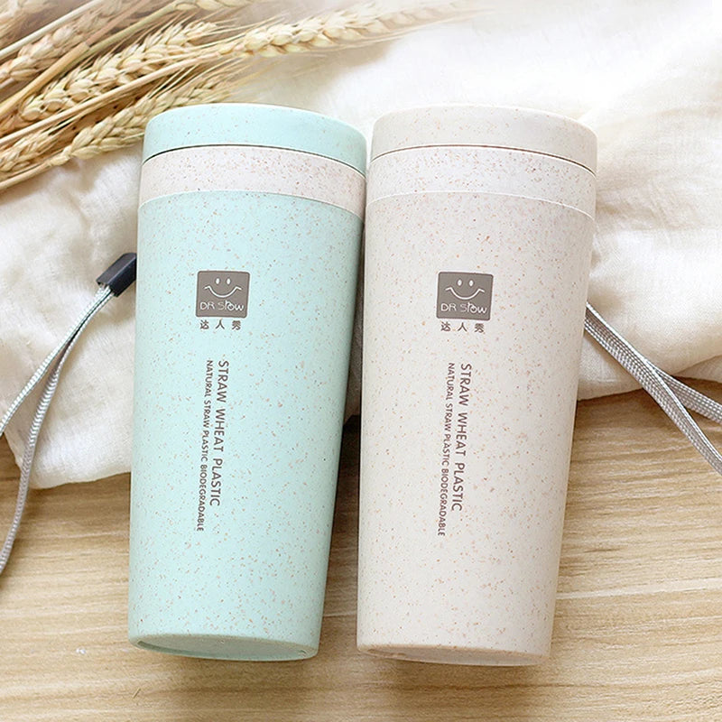 300ml Wheat Fiber Thermal Mug – Double Layer Portable Coffee Tea Water Cup for Office & Travel
