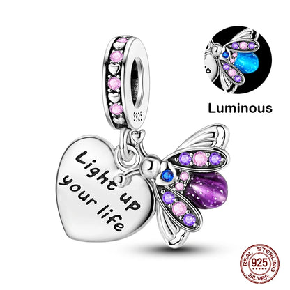 925 Sterling Silver Chameleon Luminous Butterfly Charm Bead – DIY Jewelry