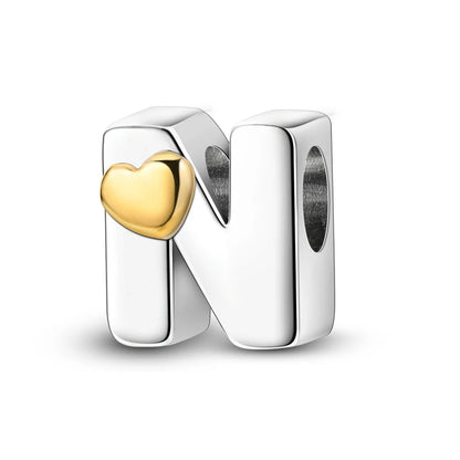 925 Sterling Silver A-Z Letter Charm Beads – Gold Alphabet DIY Birthday Jewelry