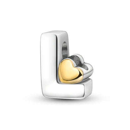 925 Sterling Silver A-Z Letter Charm Beads – Gold Alphabet DIY Birthday Jewelry
