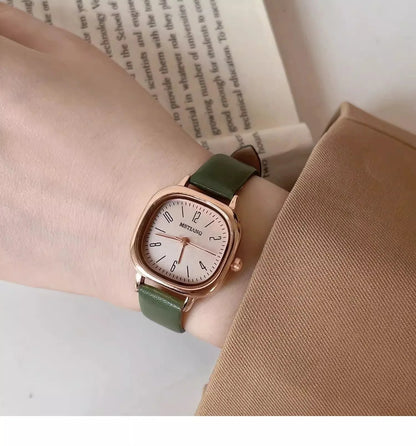 Casual Wrist Watches Retro Square Quartz Digital Mini Dial Leather Strap Fashionable Clock Waterproof Wristwatch for Women - BeeTrendyShop.COM