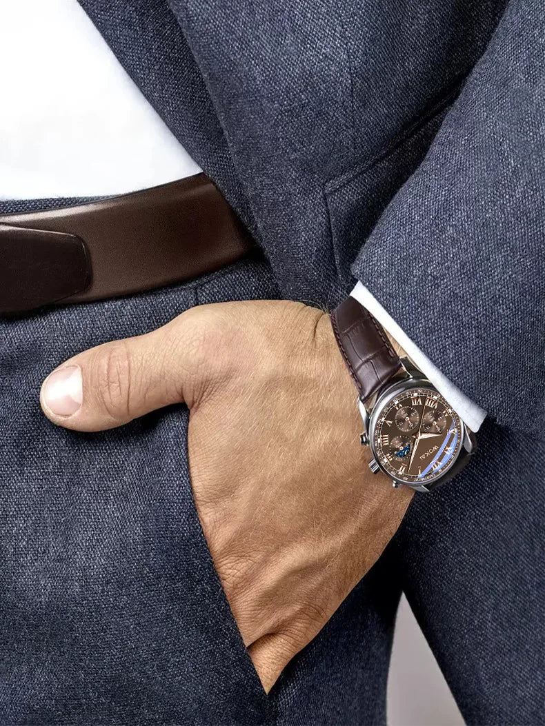 Watch Men Brown Watches Fashion Casual Business Leather Band Quartz Wristwatches Reloj Hombre Montre Sport Homme Relogio - BeeTrendyShop.COM