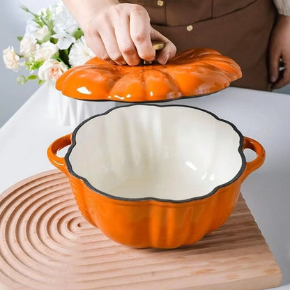 Pumpkin-Shaped Enamel Stock Pot – Non-Stick Multifunction Soup & Stew Cooker