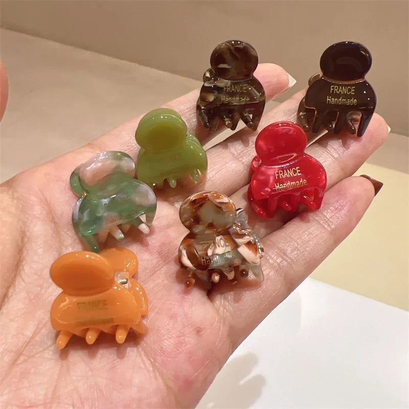 Mini 2cm Acetate Hair Claw Side Pins – Cute Hairpin Set for Girls & Women (2Pcs)