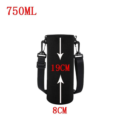 Neoprene Water Bottle Holder Bag 750ML/1000ML/1500ML – Insulated Pouch with Adjustable Strap