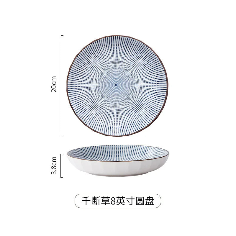 Japanese Ceramic Tableware Underglaze Color Dishes Rice Bowl