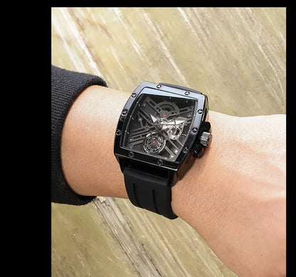 MEGIR & RUIMAS Quartz Watches for Men Military Sport Silicone Strap Wristwatch Tonneau Dial 3atm Waterproof Luminous Hands 310 - BeeTrendyShop.COM