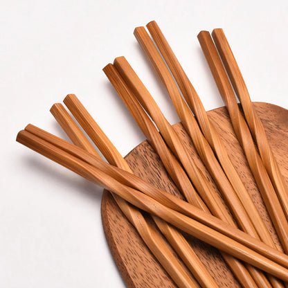 5-Pair Carbonized Bamboo Chopsticks – 24cm Household & Hotel Dining Chopsticks Set