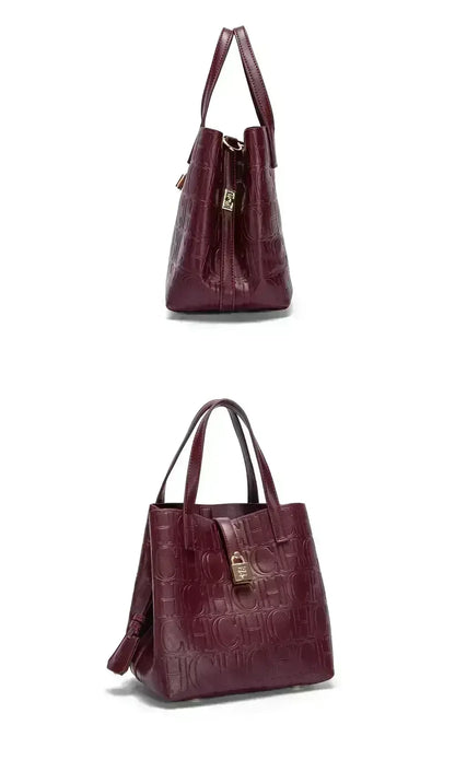 CH Large Capacity Handbag Luxury Brand Temperament Letter Print with Lock Design 2025 Trendy Women's Crossbody Bag - BeeTrendyShop.COM