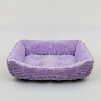 Plush Square Pet Bed - Calming Sofa Cushion for Cats & Small/Medium Dogs - BeeTrendyShop.COM