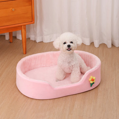 All-Season Plush Pet Bed - Windproof, Elastic Kennel Mat for Dogs & Cats - BeeTrendyShop.COM