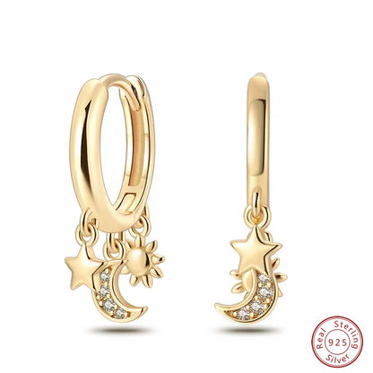 Pandach 925 Silver Pearl Bee Star Moon Stud Earrings – Trending Fashion Jewelry for Women